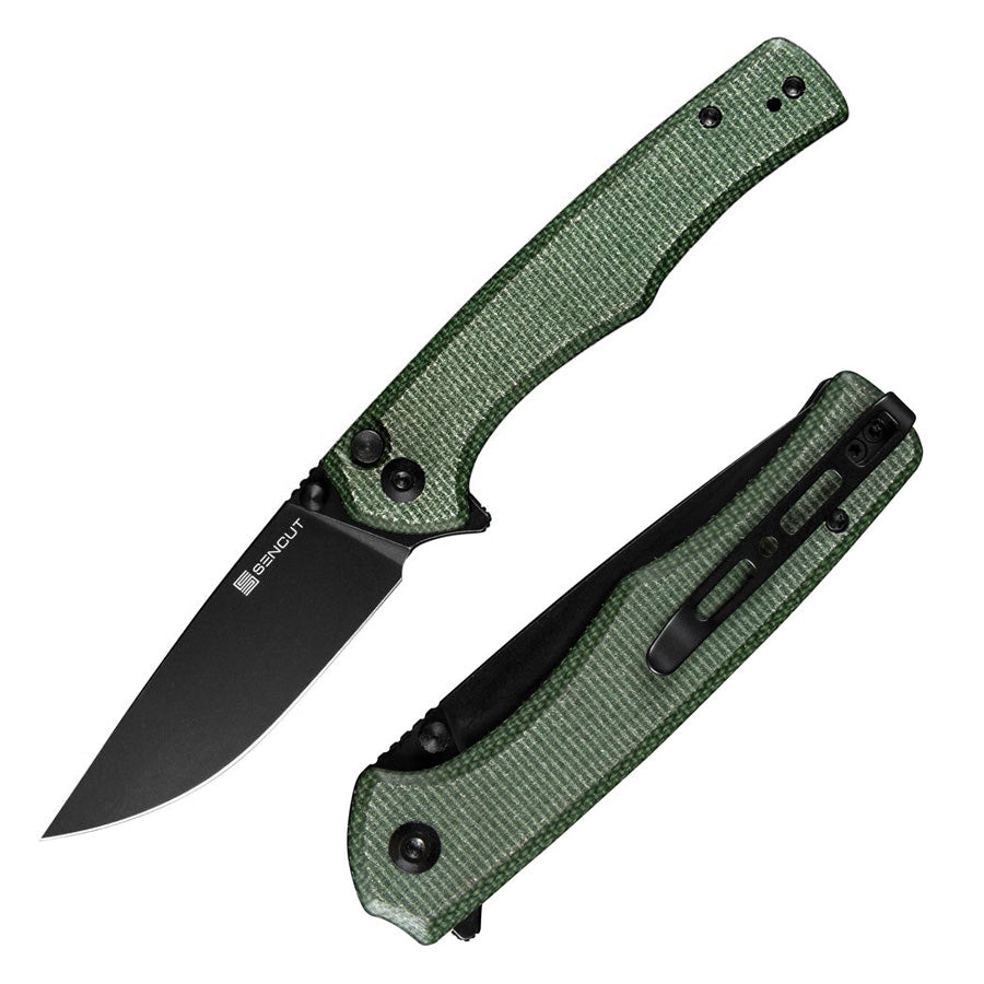 sencut-crowley-black-green-micarta-knife