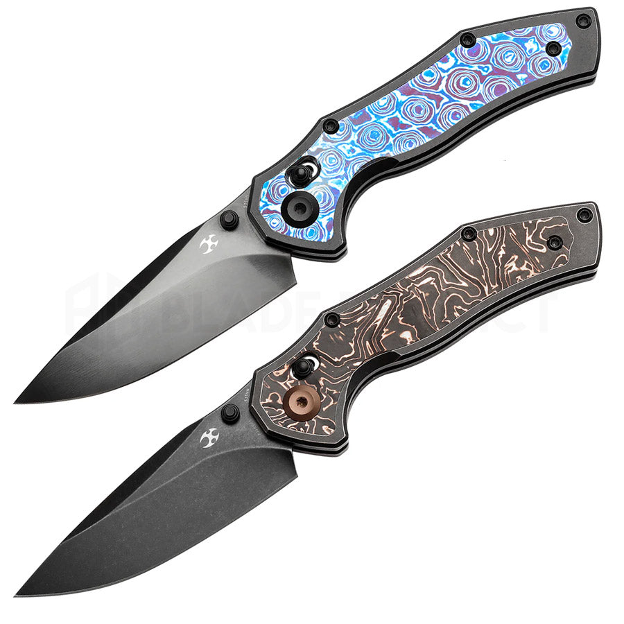 Kansept Apollo Titanium Crossbar Lock Knife S35VN/Damascus 3.11 ...