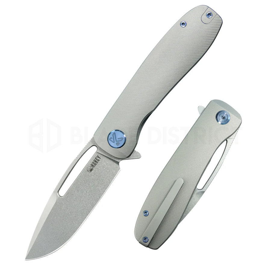 Kubey Supercell Liner Lock Pocket Knife Titanium 14C28N 3.46"