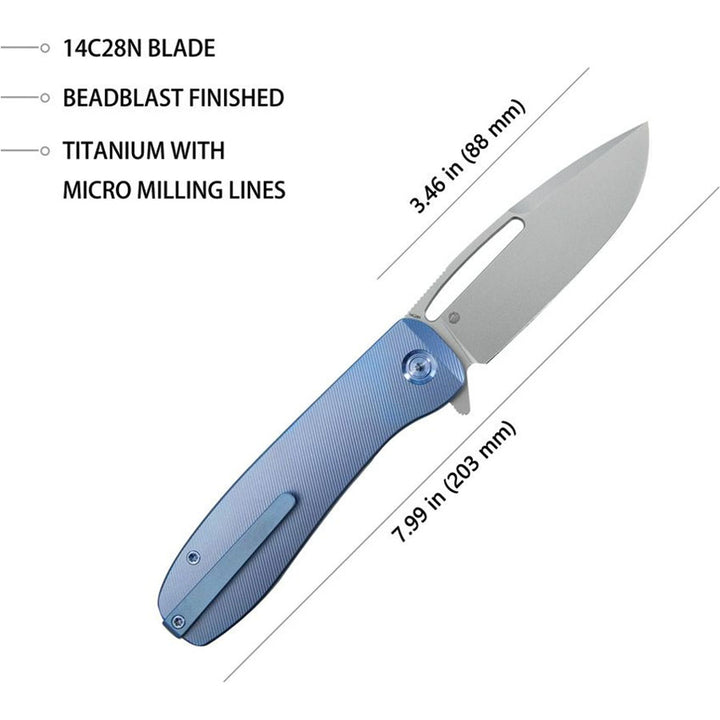 Kubey Supercell Liner Lock Pocket Knife Titanium 14C28N 3.46"