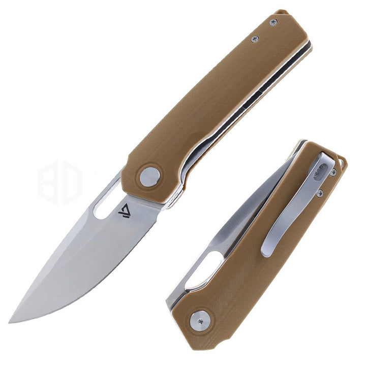 vanguard knives breaker g10 14c28n desert tan silver